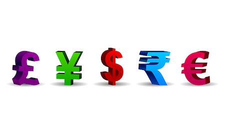 forex - 3D currency symbols including the Pound, Yen, Dollar, Rupee & Euro. Foto de stock - Super Valor sin royalties y Suscripción, Código: 400-06764583