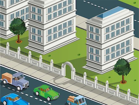 Town in isometric view with the landscape Stock Photo - Budget Royalty-Free & Subscription, Code: 400-06764629