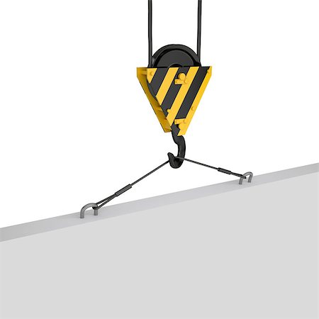 simsearch:400-04364211,k - Crane hook lifts the white plate. Isolated render on a white background Photographie de stock - Aubaine LD & Abonnement, Code: 400-06764662