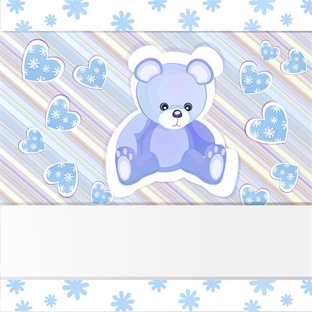 Blue baby shower card with teddy bear Stock Photo - Budget Royalty-Free & Subscription, Code: 400-06764835