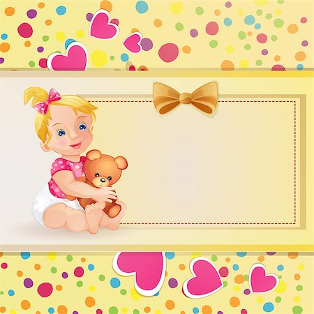 Baby shower card with cute baby girl Stock Photo - Budget Royalty-Free & Subscription, Code: 400-06764836