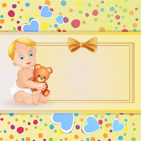 Baby shower card with cute baby boy Stock Photo - Budget Royalty-Free & Subscription, Code: 400-06764837