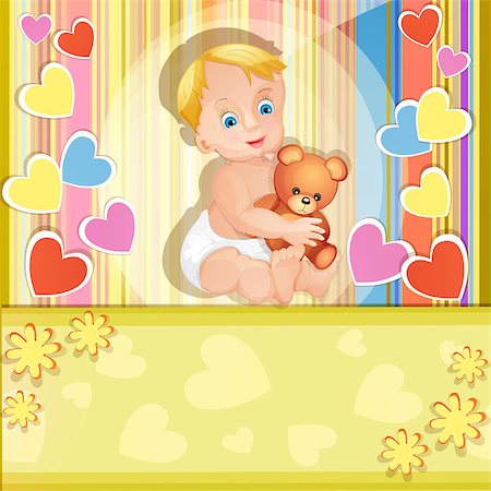 Baby shower card with cute baby boy Stock Photo - Budget Royalty-Free & Subscription, Code: 400-06764977