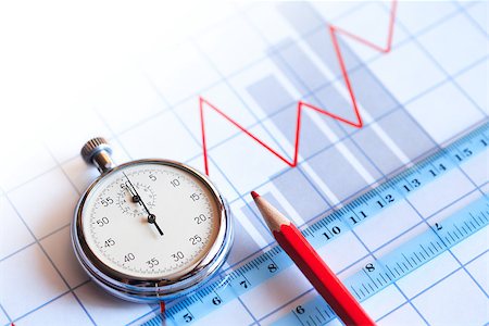 simsearch:400-06694744,k - Business concept. Closeup of stopwatch and red pencil on paper background with business chart Stockbilder - Microstock & Abonnement, Bildnummer: 400-06764980