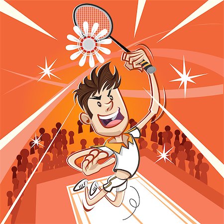 escova (artist) - Male Badminton Player Performing A Vertical Jumping Smash Stock Photo - Budget Royalty-Free & Subscription, Code: 400-06765040