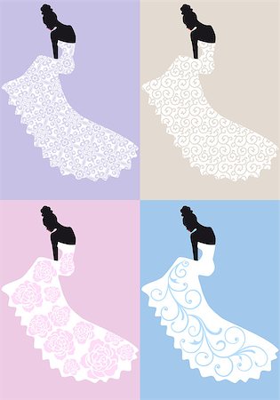 woman in wedding dress, bridal shower, vector illustration Stock Photo - Budget Royalty-Free & Subscription, Code: 400-06765074