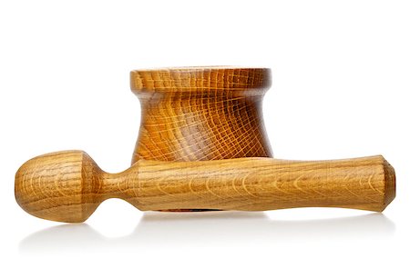 wooden pestle and mortar isolated on white Stock Photo - Budget Royalty-Free & Subscription, Code: 400-06765081
