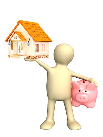 simsearch:400-05744188,k - Puppet with piggy bank and house. Isolated over white Foto de stock - Super Valor sin royalties y Suscripción, Código: 400-06765108