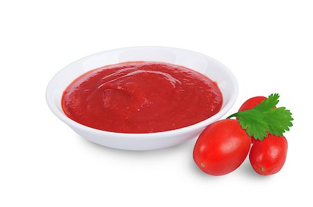 tomato sauce ketchup in bowl isolated on white background Foto de stock - Royalty-Free Super Valor e Assinatura, Número: 400-06765195