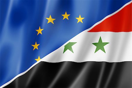 simsearch:400-06765248,k - Mixed Europe and Syria flag, three dimensional render, illustration Foto de stock - Super Valor sin royalties y Suscripción, Código: 400-06765242