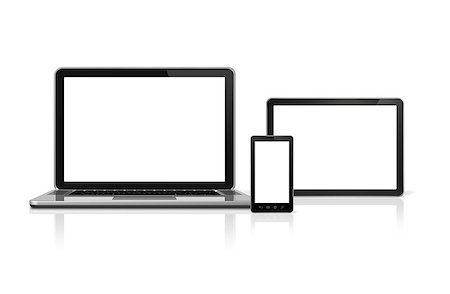 simsearch:400-04237627,k - 3D laptop, mobile phone and digital tablet pc - isolated on white with clipping path Stock Photo - Budget Royalty-Free & Subscription, Code: 400-06765251