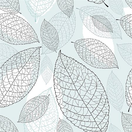 beautiful seamless graphic pattern of leaves on a blue background Stock Photo - Budget Royalty-Free & Subscription, Code: 400-06765368