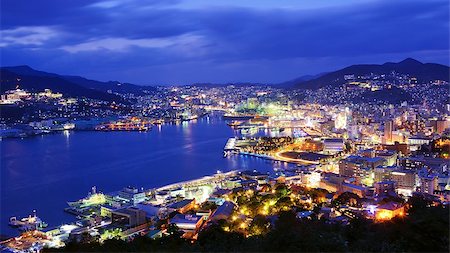 Skyline of the bay of Nagasaki, Japan. Stock Photo - Budget Royalty-Free & Subscription, Code: 400-06765395