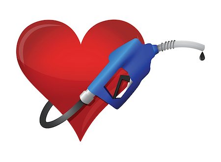 heart with a gas pump nozzle illustration design over a white background Foto de stock - Super Valor sin royalties y Suscripción, Código: 400-06765543