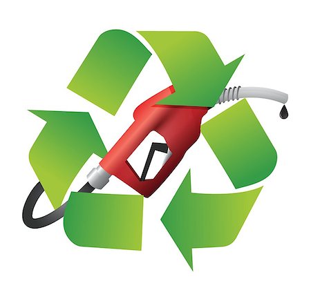 recycle symbol with a gas pump nozzle illustration design over a white background Stock Photo - Budget Royalty-Free & Subscription, Code: 400-06765553