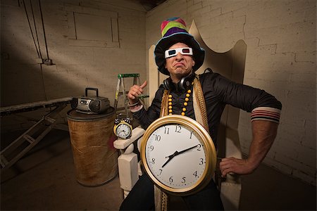 simsearch:400-04382028,k - Pouting rapper in throne with large hat and clock Photographie de stock - Aubaine LD & Abonnement, Code: 400-06765614