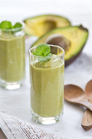 Fresh Avocado smoothie with mint Stock Photo - Budget Royalty-Free & Subscription, Code: 400-06765624