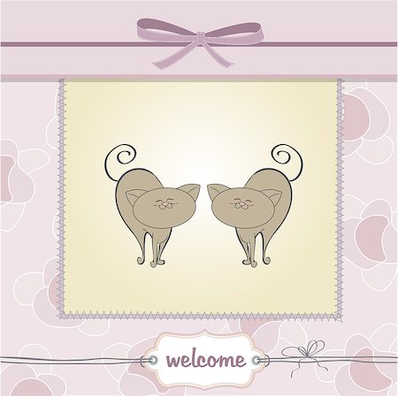 delicate baby twins shower card with cats Photographie de stock - Aubaine LD & Abonnement, Code: 400-06765657