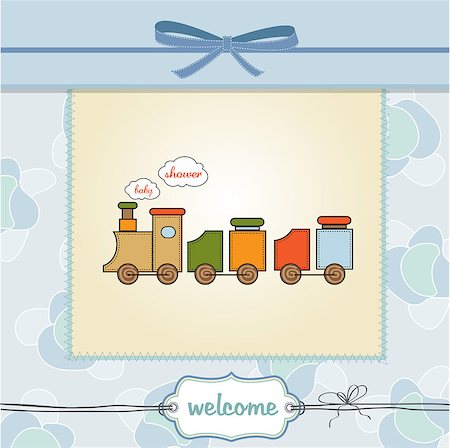 baby  shower card with toy train, illustration in vector format Stock Photo - Budget Royalty-Free & Subscription, Code: 400-06765662