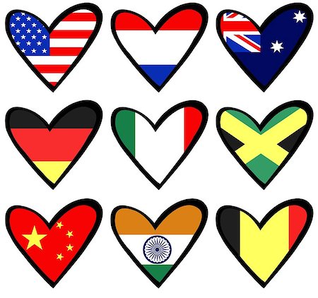 Illustration of nine heart shaped flags Stock Photo - Budget Royalty-Free & Subscription, Code: 400-06765700