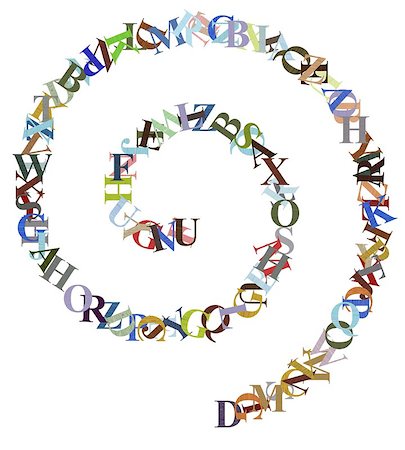 Illustration of a spiral made of colourful letters Fotografie stock - Microstock e Abbonamento, Codice: 400-06765774