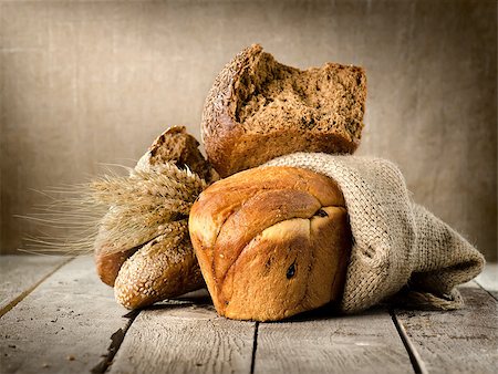 Bread assortment on background of the old canvas Stock Photo - Budget Royalty-Free & Subscription, Code: 400-06766066