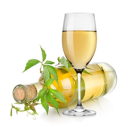 White wine and vine isolated on a white background Stock Photo - Budget Royalty-Free & Subscription, Code: 400-06766120