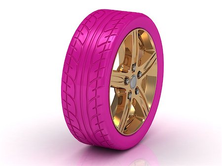 simsearch:400-05358713,k - Glamorous pink wheel with a gold disc on a white background Foto de stock - Royalty-Free Super Valor e Assinatura, Número: 400-06766144