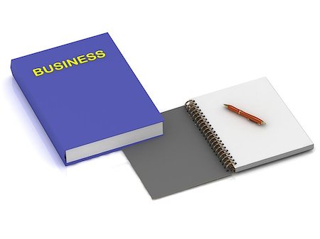 simsearch:400-05206224,k - Notebook with a pen and a book on business on a white background Fotografie stock - Microstock e Abbonamento, Codice: 400-06766171