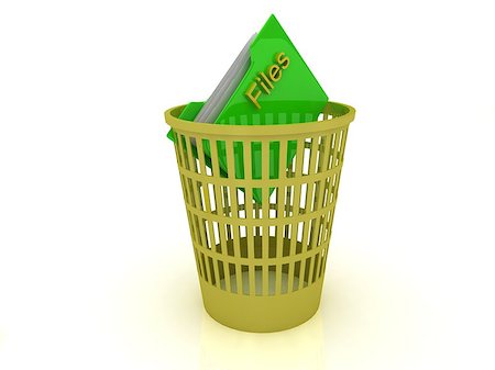 paper trash can throw - Yellow basket with a folder for the files on a white background Stock Photo - Budget Royalty-Free & Subscription, Code: 400-06766172