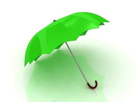 Green umbrella with wooden handle on white background Stock Photo - Budget Royalty-Free & Subscription, Code: 400-06766193
