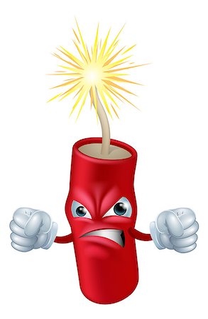simsearch:400-06791375,k - An illustration of an angry looking cartoon firecracker or stick of dynamite character or mascot Stock Photo - Budget Royalty-Free & Subscription, Code: 400-06766220