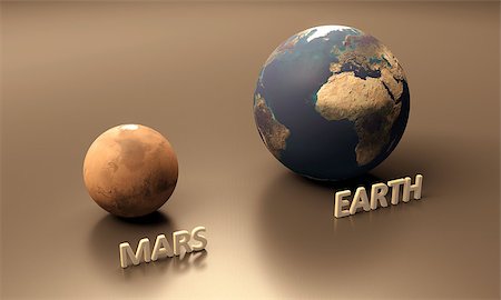 simsearch:400-06766471,k - A rendered size-comparison sheet between the Planets Earth and Mars with captions. Stock Photo - Budget Royalty-Free & Subscription, Code: 400-06766466