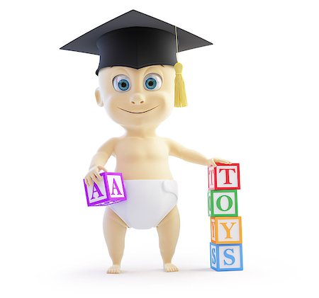 baby preschool graduation cap on a white background Stock Photo - Budget Royalty-Free & Subscription, Code: 400-06766511