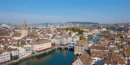 simsearch:400-06740841,k - Rooftops of Zurich, Switzerland. GPS information is in the file Photographie de stock - Aubaine LD & Abonnement, Code: 400-06766820