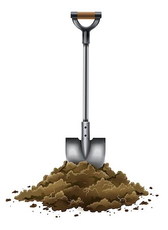 shovel in dirt - shovel tool for gardening work in ground isolated on white background - EPS10 vector illustration Stock Photo - Budget Royalty-Free & Subscription, Code: 400-06766889