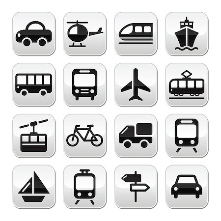 Grey square buttons set - vehicle, trasport, holidays icons Stock Photo - Budget Royalty-Free & Subscription, Code: 400-06766927