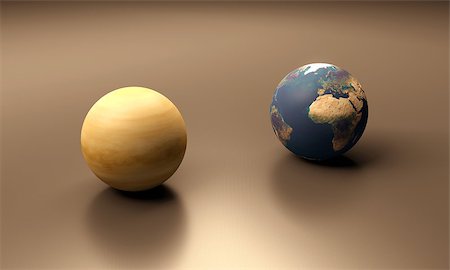 simsearch:400-06766471,k - A rendered size-comparison sheet between the Planets Earth and Venus. Stock Photo - Budget Royalty-Free & Subscription, Code: 400-06767088