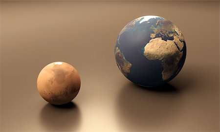 simsearch:400-06766471,k - A rendered size-comparison sheet between the Planets Earth and Mars. Stock Photo - Budget Royalty-Free & Subscription, Code: 400-06767080