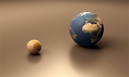 simsearch:400-06766471,k - A rendered size-comparison sheet between the Planets Earth and Mercury. Stock Photo - Budget Royalty-Free & Subscription, Code: 400-06767081