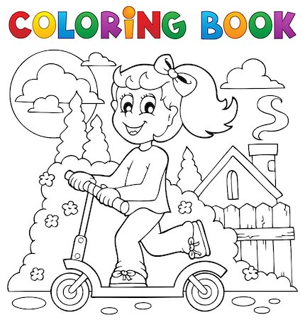 sports scooters - Coloring book kids play theme 2 - eps10 vector illustration. Foto de stock - Super Valor sin royalties y Suscripción, Código: 400-06767327