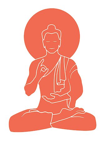 simsearch:400-05154191,k - Buddha meditating about yoga of the world , red on white background Stock Photo - Budget Royalty-Free & Subscription, Code: 400-06767485