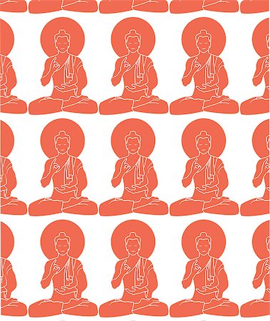 simsearch:400-04943773,k - Buddhas meditating about yoga of the world , red on white background Foto de stock - Royalty-Free Super Valor e Assinatura, Número: 400-06767486
