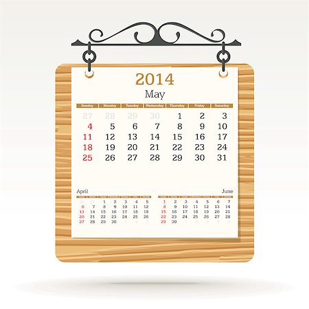 simsearch:400-07056019,k - may 2014 - calendar - vector illustration Fotografie stock - Microstock e Abbonamento, Codice: 400-06767659