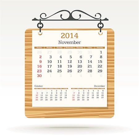 simsearch:400-06767656,k - november 2014 - calendar - vector illustration Stock Photo - Budget Royalty-Free & Subscription, Code: 400-06767665