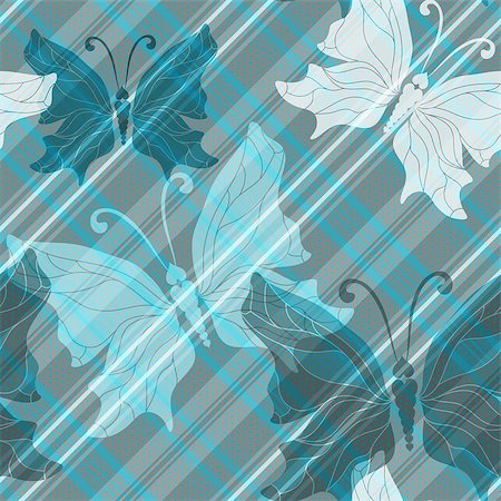 simsearch:400-07061067,k - Gray-blue checkered pattern with diagonal strips and translucent butterflies and polka dots (vector eps10) Foto de stock - Super Valor sin royalties y Suscripción, Código: 400-06767994
