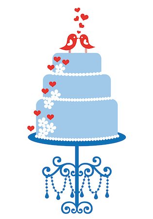 wedding cake with cute birds, vector illustration Photographie de stock - Aubaine LD & Abonnement, Code: 400-06768085