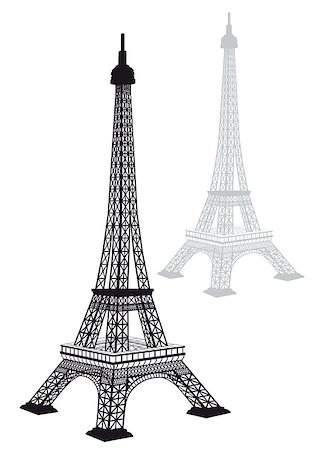 eiffel tower pictures clip art - Eiffel tower silhouette, detailed drawing, vector illustration Stock Photo - Budget Royalty-Free & Subscription, Code: 400-06768086