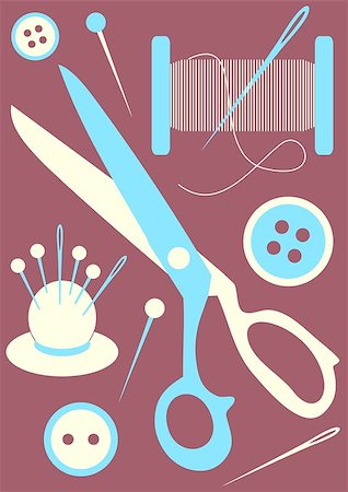 simsearch:400-06851035,k - sewing tools icons blue and white on violet background Stock Photo - Budget Royalty-Free & Subscription, Code: 400-06768097