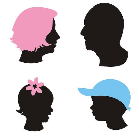 shadow of mother baby and father pictures - sillhouettes of family members head on white background Stock Photo - Budget Royalty-Free & Subscription, Code: 400-06768098